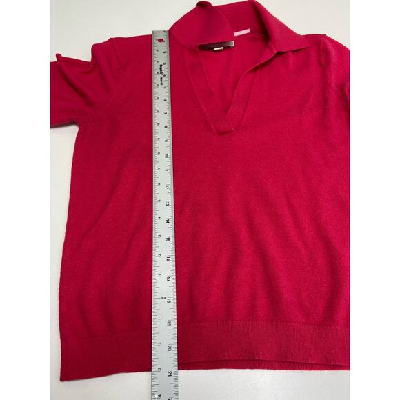 Free Assembly Collared Polo Sweater Long Sleeve Split Neck Pink Red Womens Small - Picture 8 of 8
